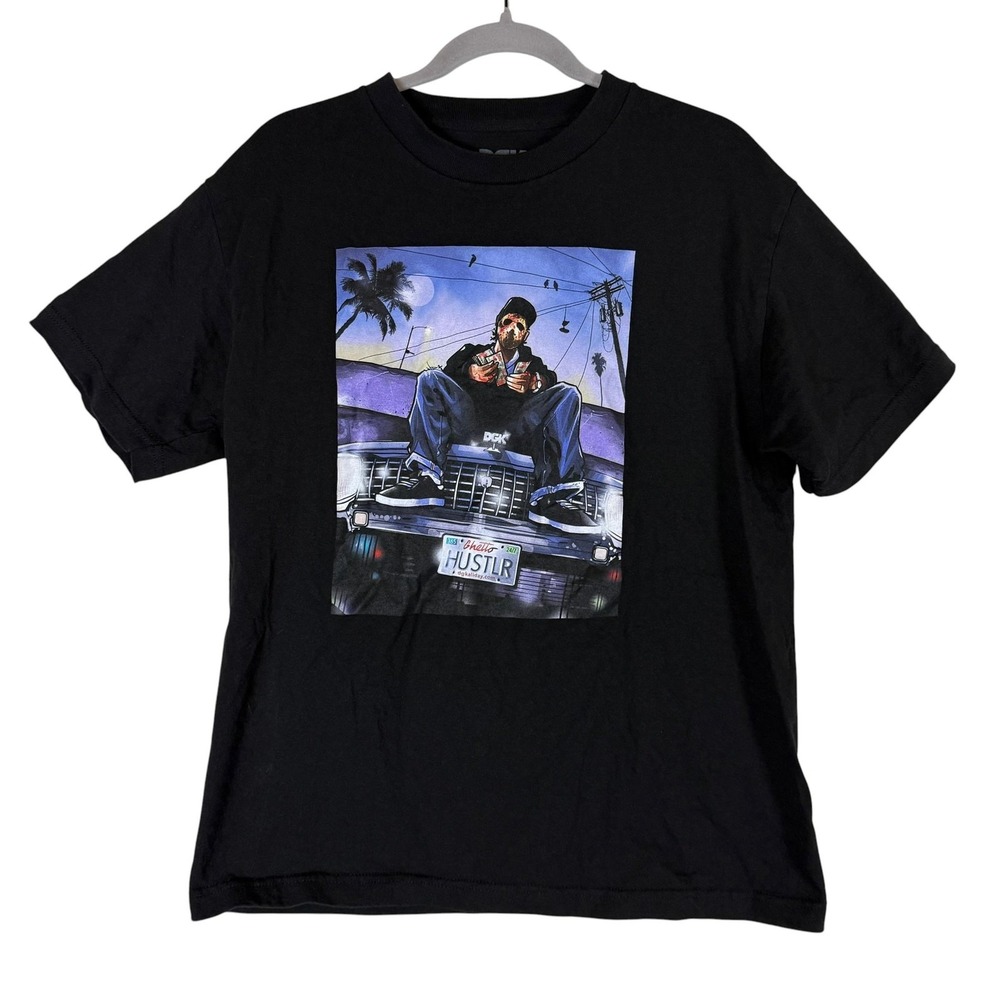 DGK Shirt Mens Medium Black Ghetto Hustlr Car Graphic Tee Streetwear Skate